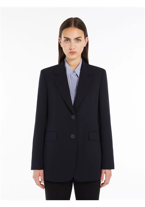 Max Mara Studio Women's LINZ Navy Blue Cady Single-Breasted Blazer Max Mara Studio |  | 2626046055600005